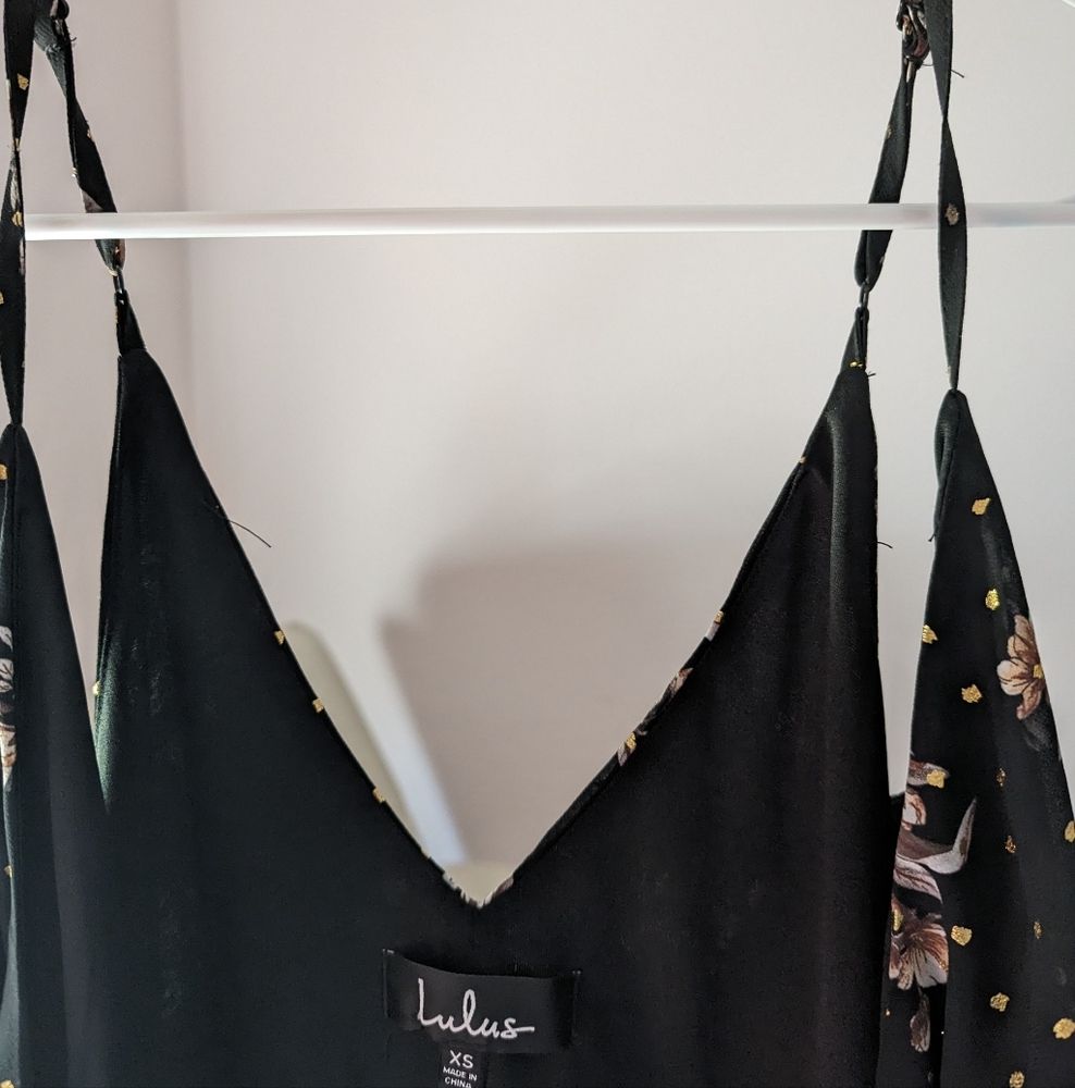 Lulu's Size XS Floral Black Maxi Dress - Picture 10 of 12